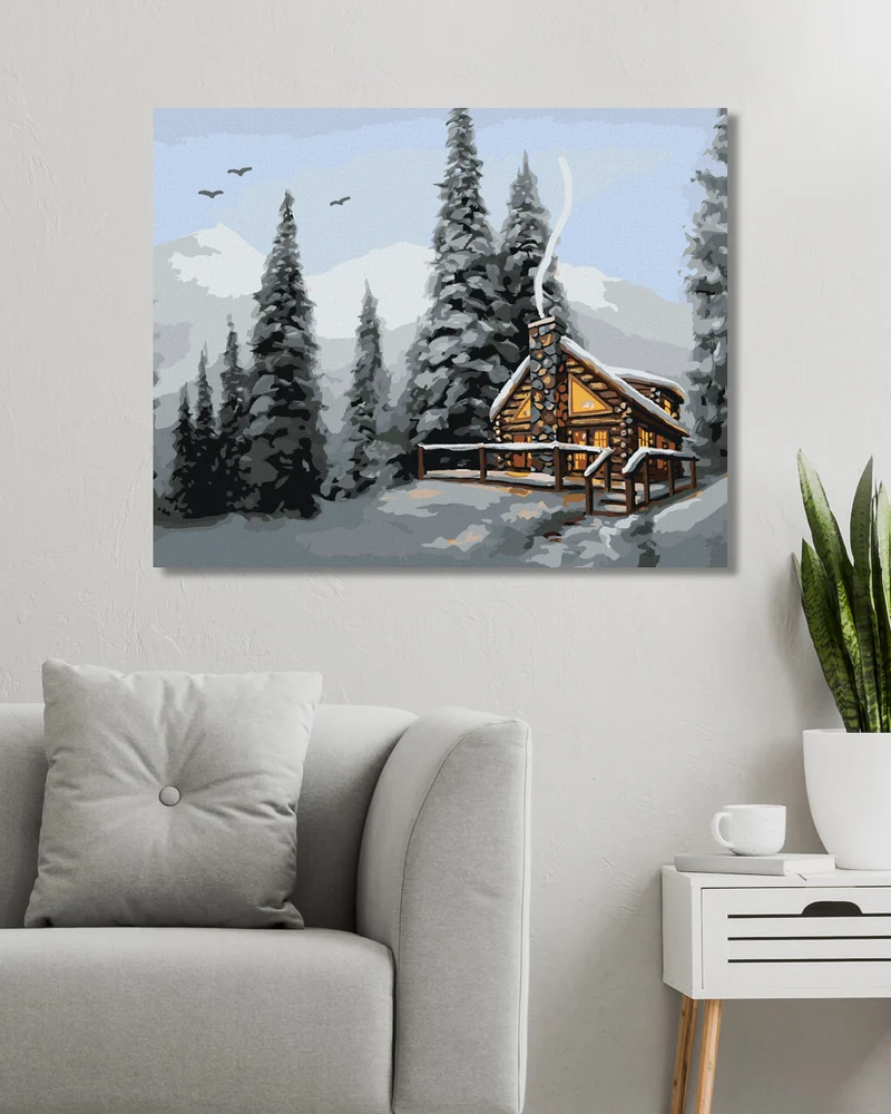 Diamond painting - VERSCHNEITES BLOCKHAUS IM WALD (D. RUSTY RUST)