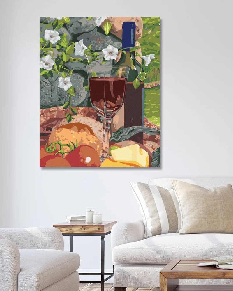 Diamond painting - STILLLEBEN GLAS WEIN UND ESSEN (MARDELL SCHUSTER)