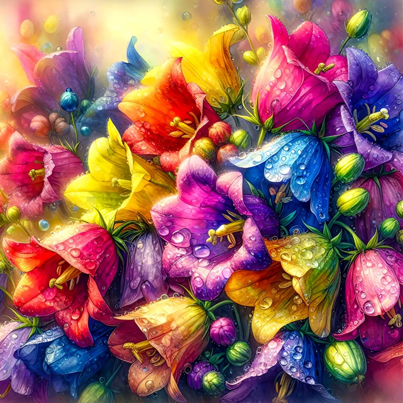 5D Diamond Painting – Tautropfen der Farbenpracht