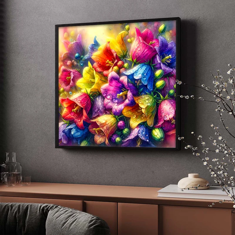 5D Diamond Painting – Tautropfen der Farbenpracht