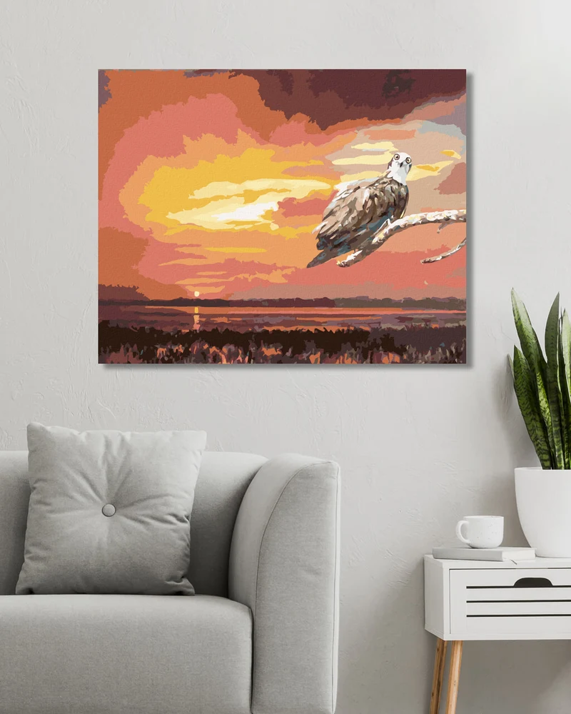 Diamond painting - ADLER AUF EINEM AST UND SONNENUNTERGANG (D. RUSTY RUST)