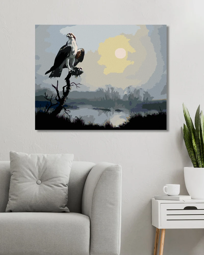 Diamond painting - ADLER AUF EINEM AST UND DIE SONNE (D. RUSTY RUST)