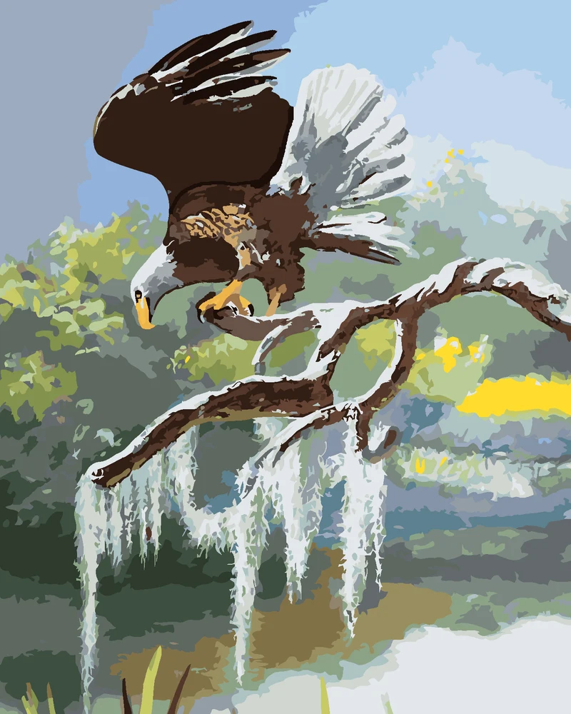 Diamond painting - ADLER AUF EINEM AST AM WASSER (D. RUSTY RUST)