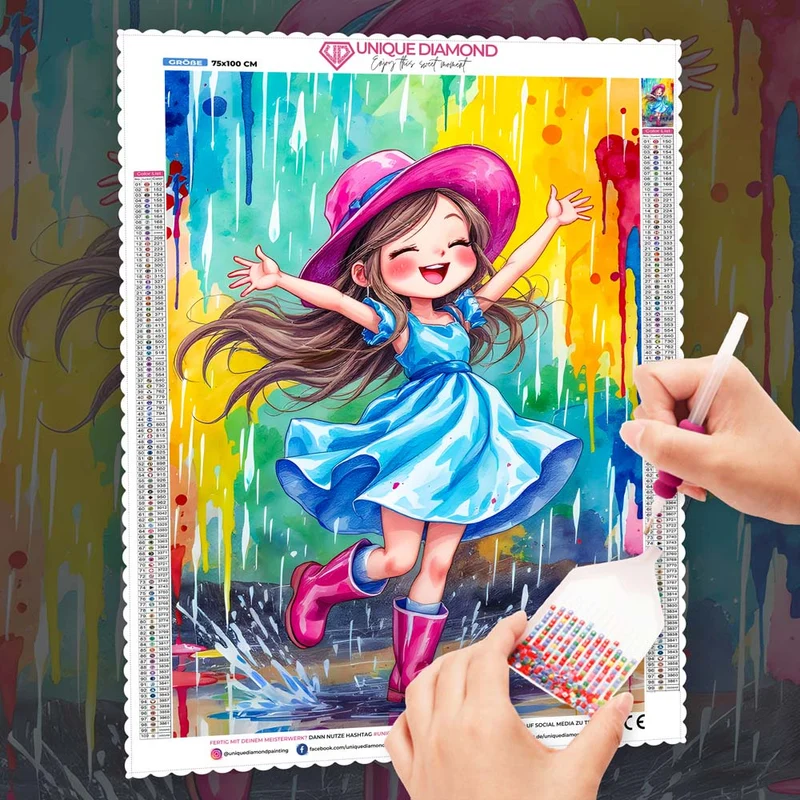 5D Diamond Painting – Regenfreude mit Leni