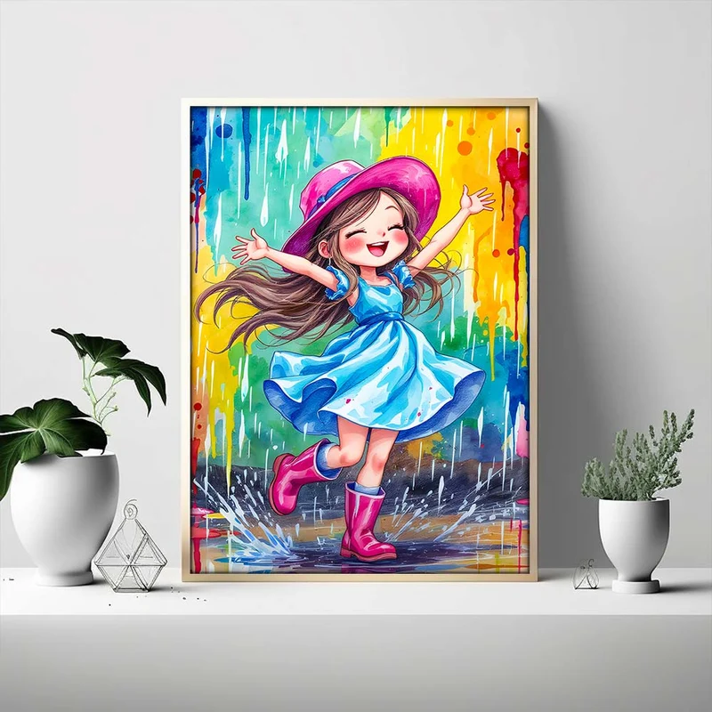 5D Diamond Painting – Regenfreude mit Leni