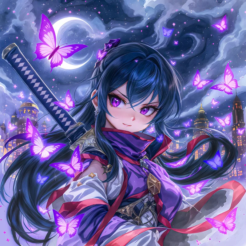 5D Diamond Painting – Yukari – Schmetterlinge der Dämmerung
