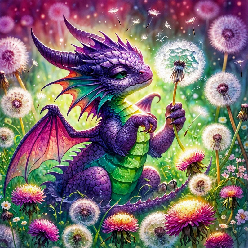 5D Diamond Painting – Faylin – Der Pusteblumen-Drache