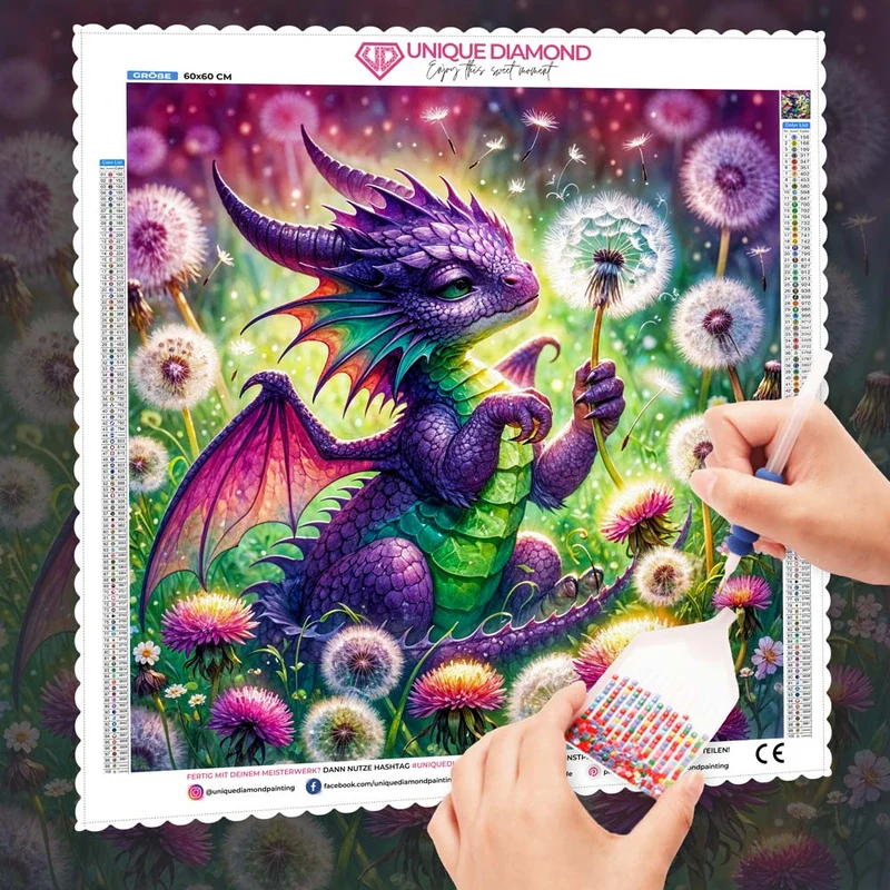 5D Diamond Painting – Faylin – Der Pusteblumen-Drache