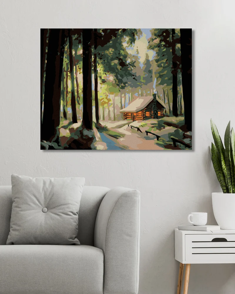 Diamond painting - VERSCHNEITES BLOCKHAUS IM WALD 3 (D. RUSTY RUST)