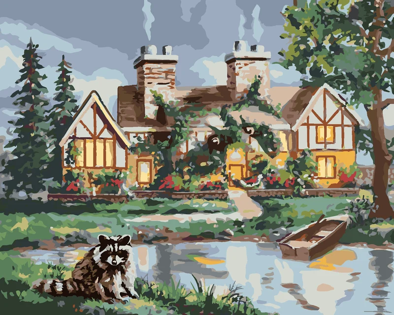 Diamond painting - WASCHBÄR, BOOT UND HAUS (D. RUSTY RUST)