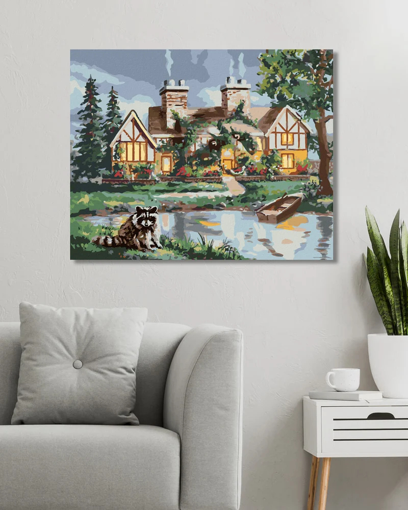 Diamond painting - WASCHBÄR, BOOT UND HAUS (D. RUSTY RUST)