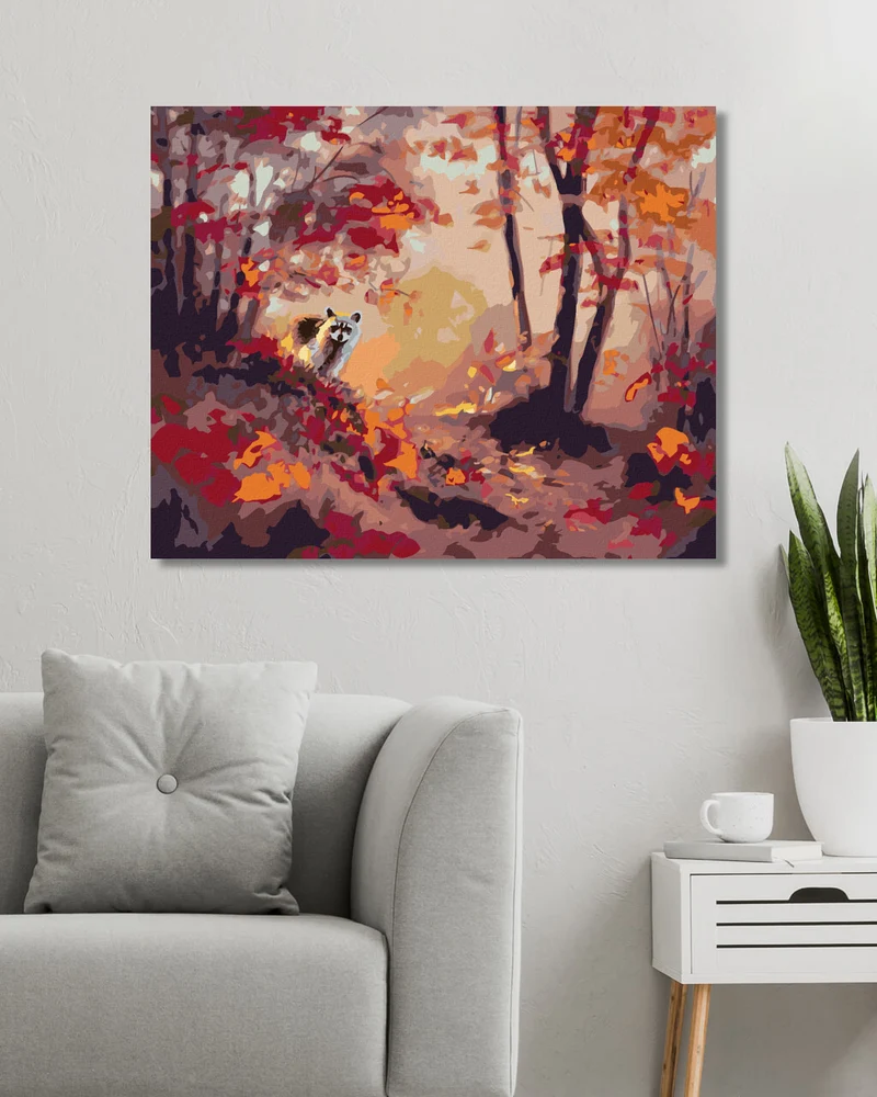 Diamond painting - WASCHBÄR UND HERBSTWALD (D. RUSTY RUST)