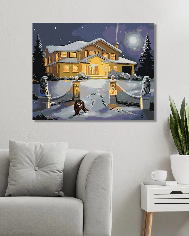 Diamond painting - WASCHBÄR VOR EINEM HAUS BEI VOLLMOND (D. RUSTY RUST)