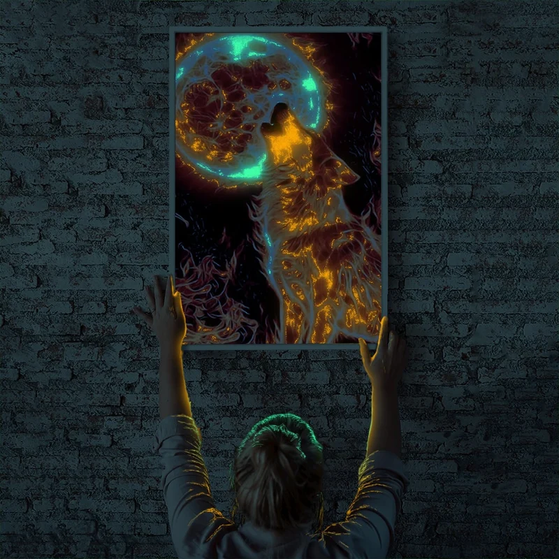 Diamond Painting Leuchtbild Special - Fire Wolf