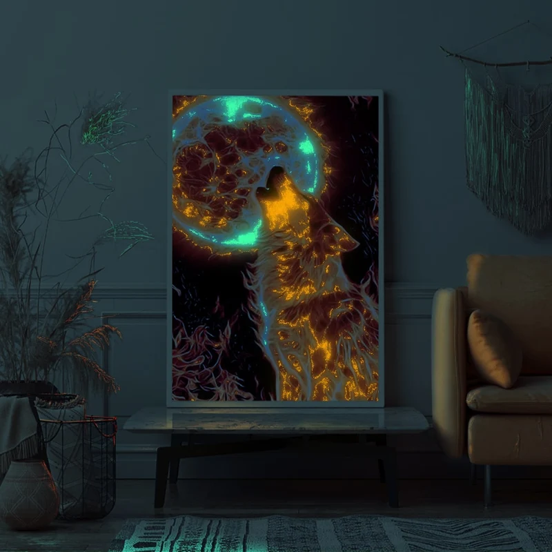 Diamond Painting Leuchtbild Special - Fire Wolf