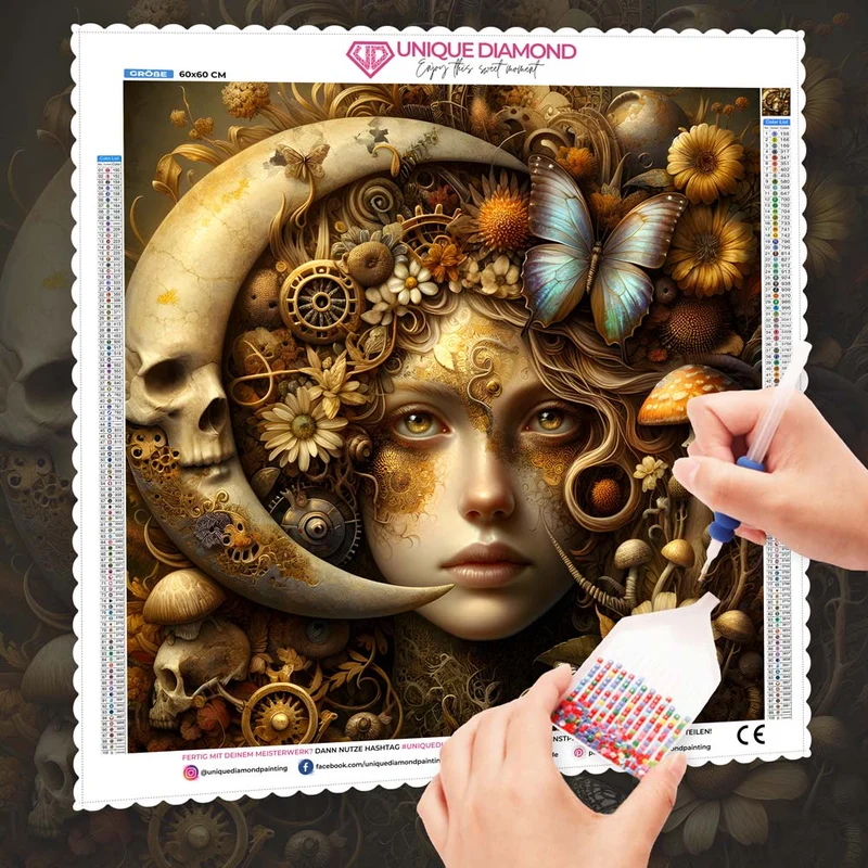 5D Diamond Painting – Aurelia und das Uhrwerk des Herbstmondes
