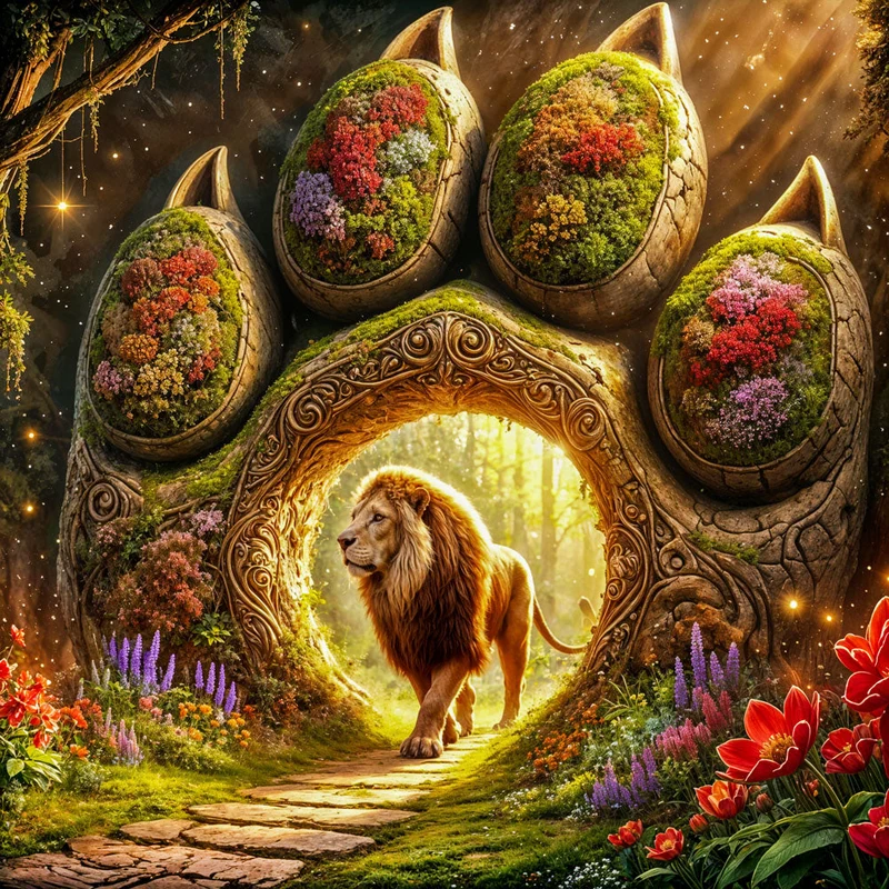 5D Diamond Painting – Das Tor des Löwenkönigs