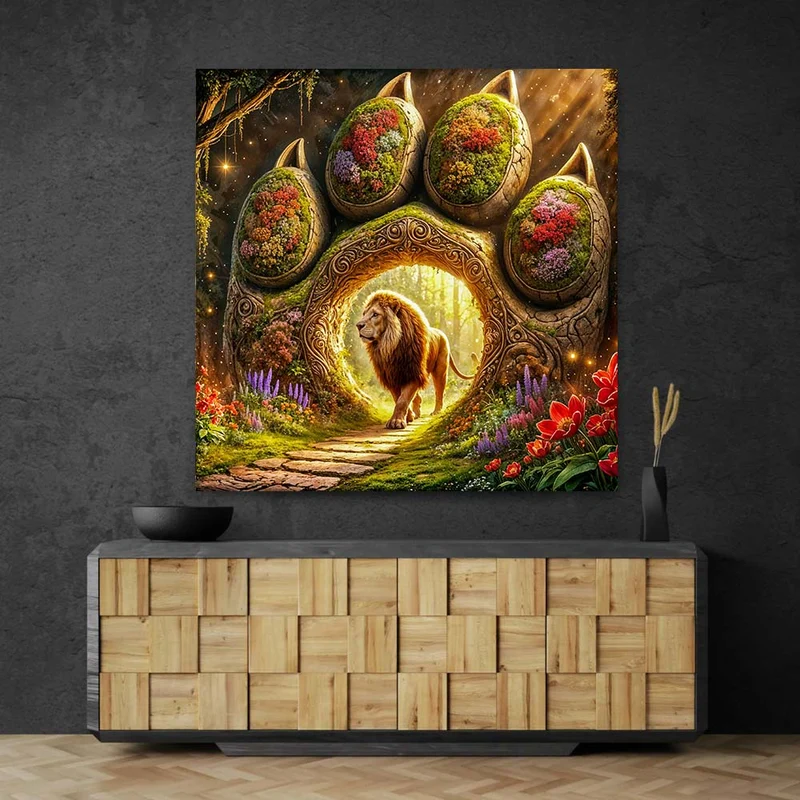 5D Diamond Painting – Das Tor des Löwenkönigs