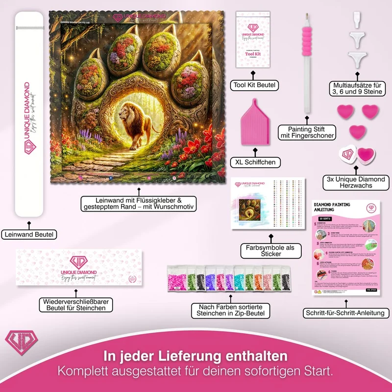 5D Diamond Painting – Das Tor des Löwenkönigs