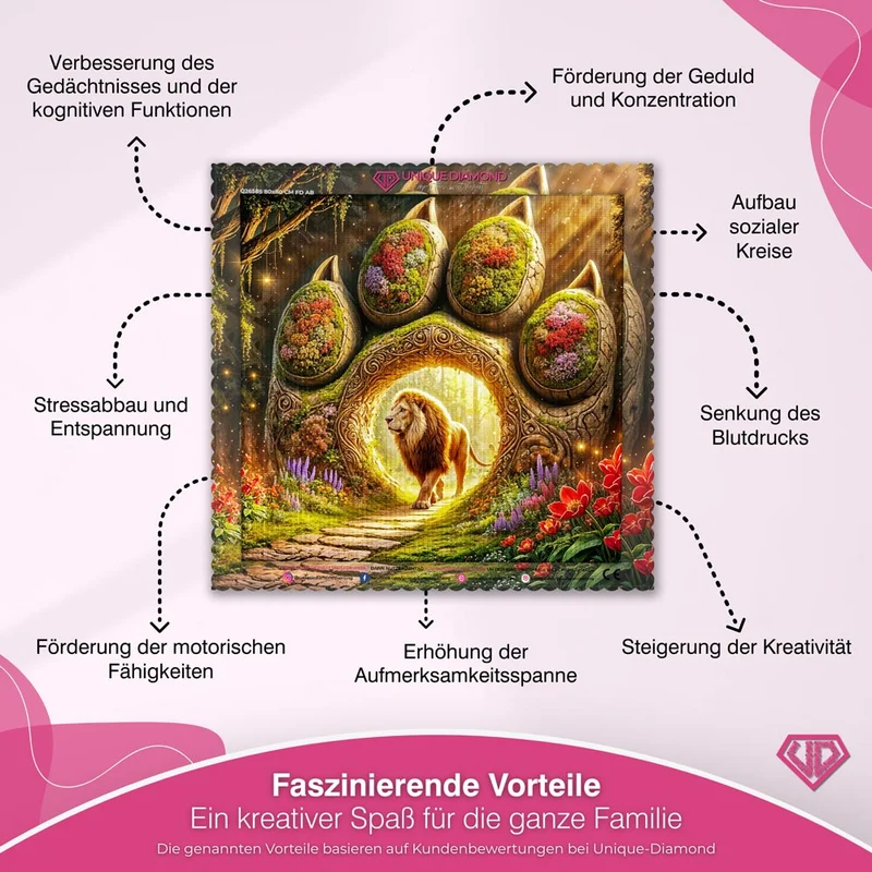 5D Diamond Painting – Das Tor des Löwenkönigs