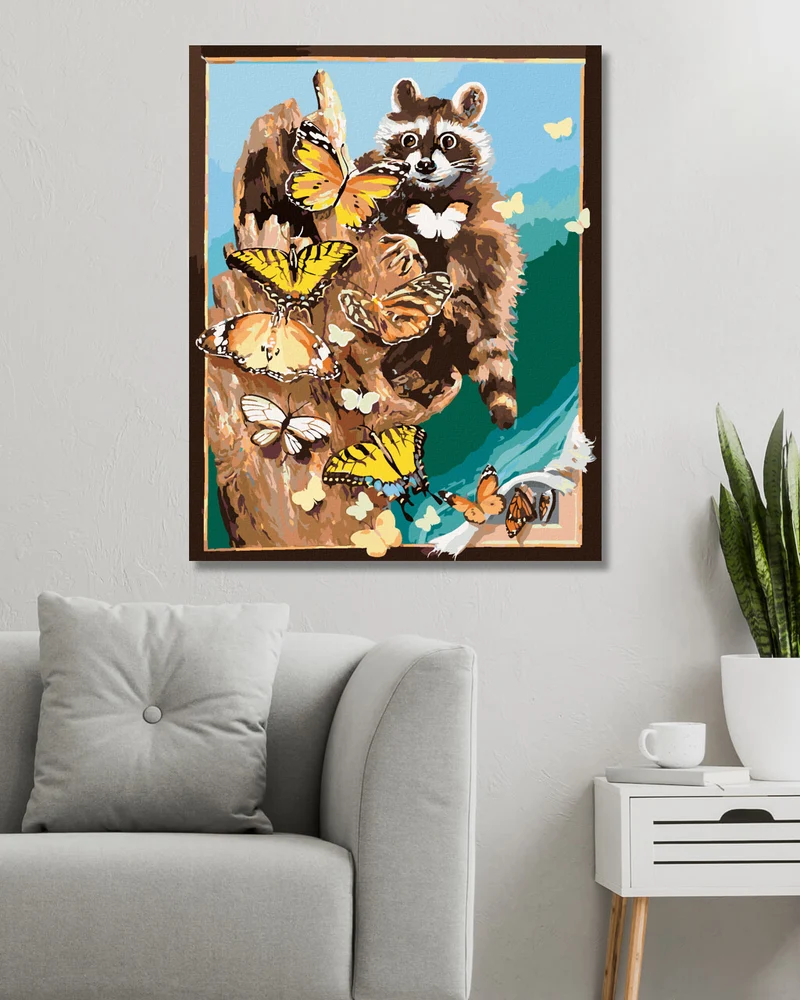 Diamond painting - WASCHBÄR UND SCHMETTERLINGE (D. RUSTY RUST)