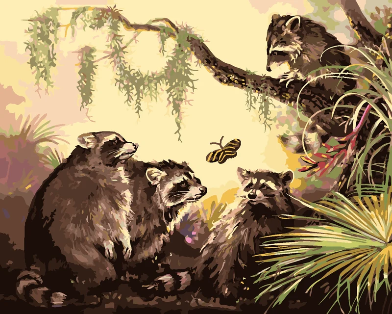 Diamond painting - WASCHBÄR UND SCHMETTERLING (D. RUSTY RUST)