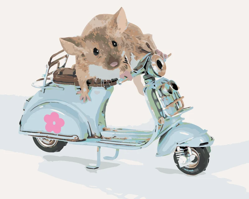 Diamond painting - MAUS AUF DEM MOTORROLLER