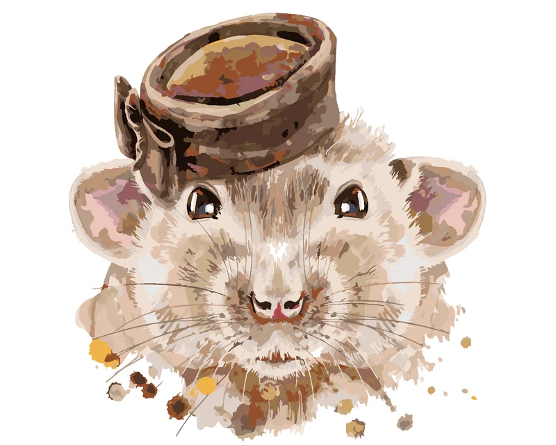Diamond painting - MAUS MIT BRAUNEM HUT
