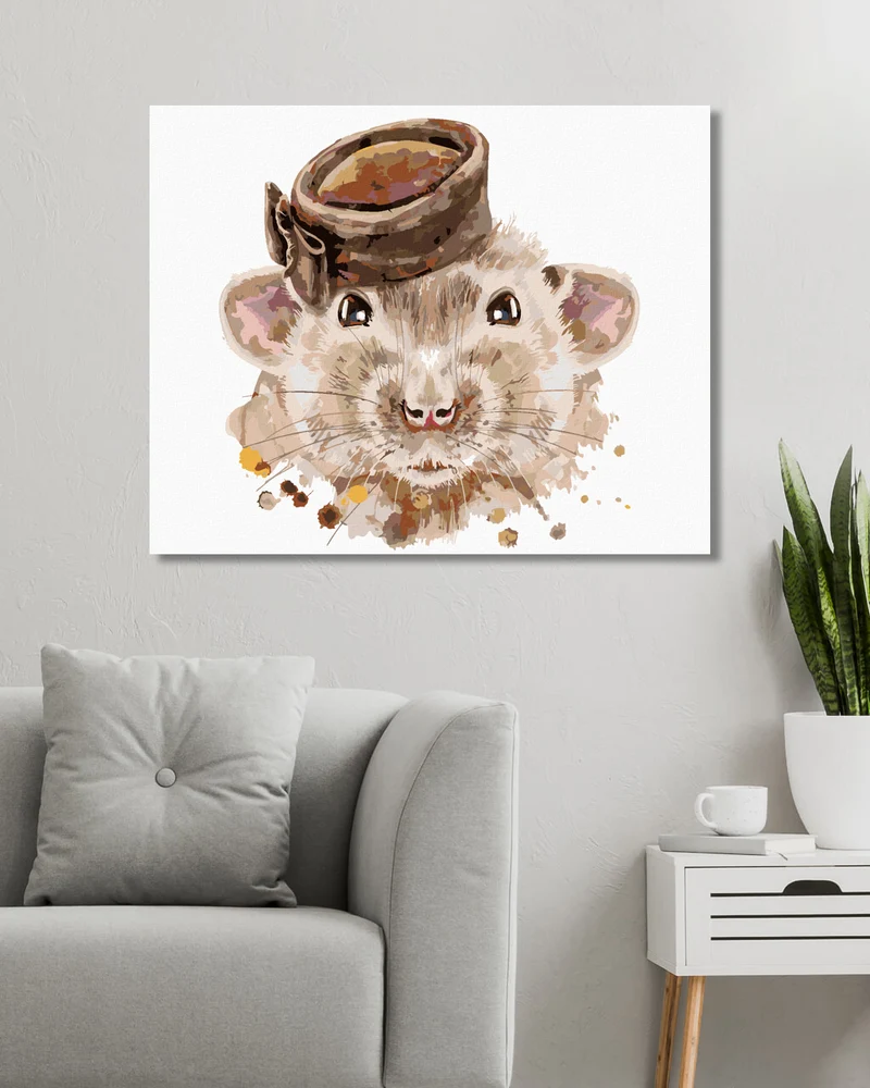 Diamond painting - MAUS MIT BRAUNEM HUT