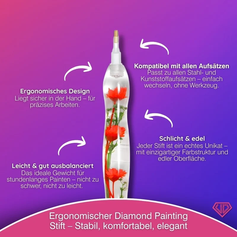 Diamond Painting Ergonomischer Premium-Stift – Scarlet Bloom
