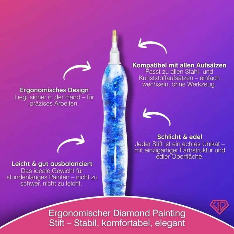 Diamond Painting Ergonomischer Premium-Stift – Crystal Blue Bloom
