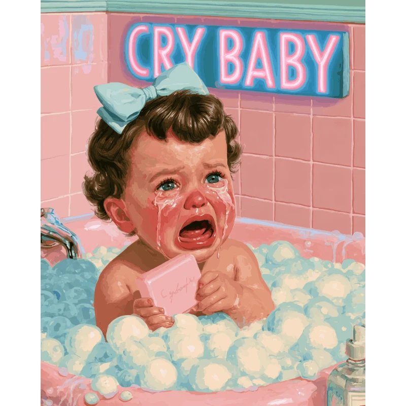 Weinendes Baby im Bad