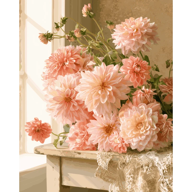 Dahlien auf der Fensterbank