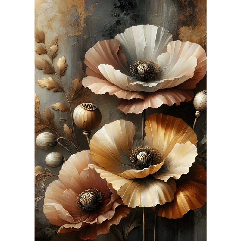 5D Diamond Painting – Goldene Mohnblüten von Aurelia