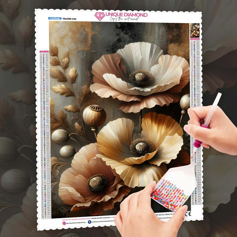 5D Diamond Painting – Goldene Mohnblüten von Aurelia
