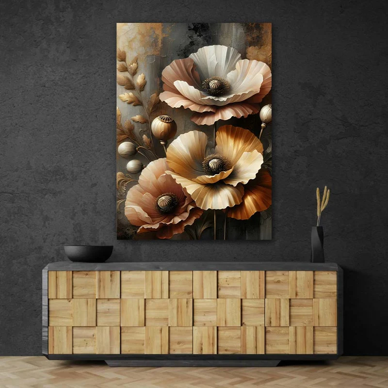 5D Diamond Painting – Goldene Mohnblüten von Aurelia