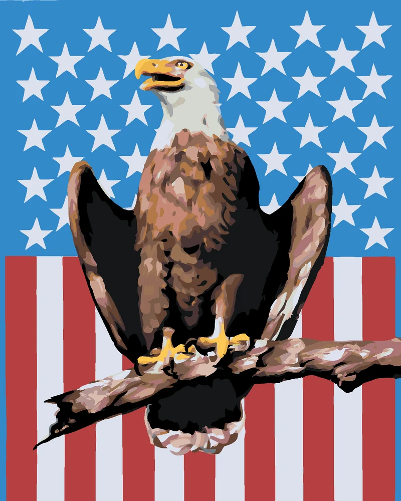Diamond painting - ADLER AUF AMERIKANISCHEM HINTERGRUND (D. RUSTY RUST)