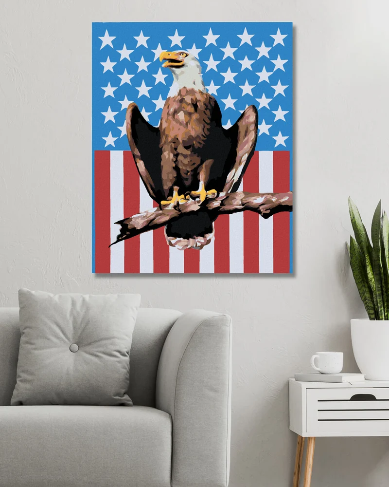 Diamond painting - ADLER AUF AMERIKANISCHEM HINTERGRUND (D. RUSTY RUST)