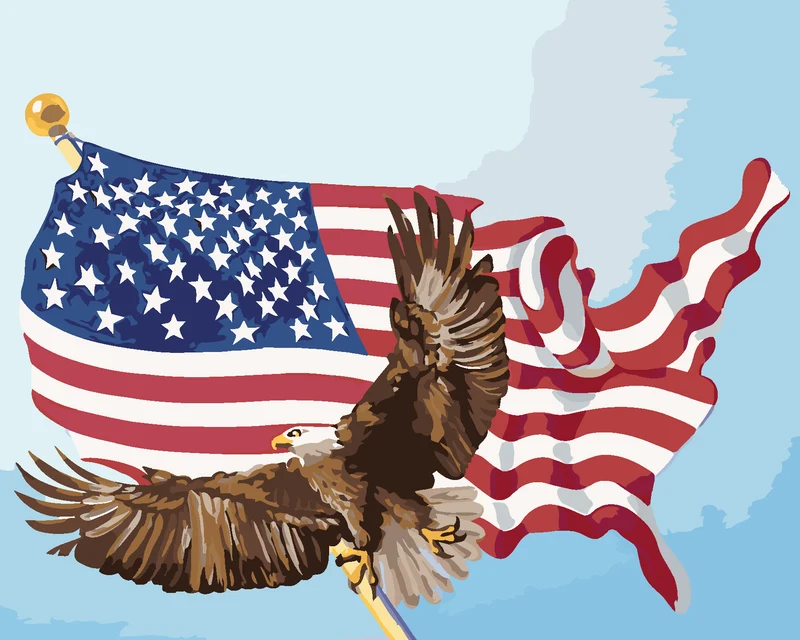 Diamond painting - ADLER AUF DEM FLAGGENMAST DER US-FLAGGE (D. RUSTY RUST)