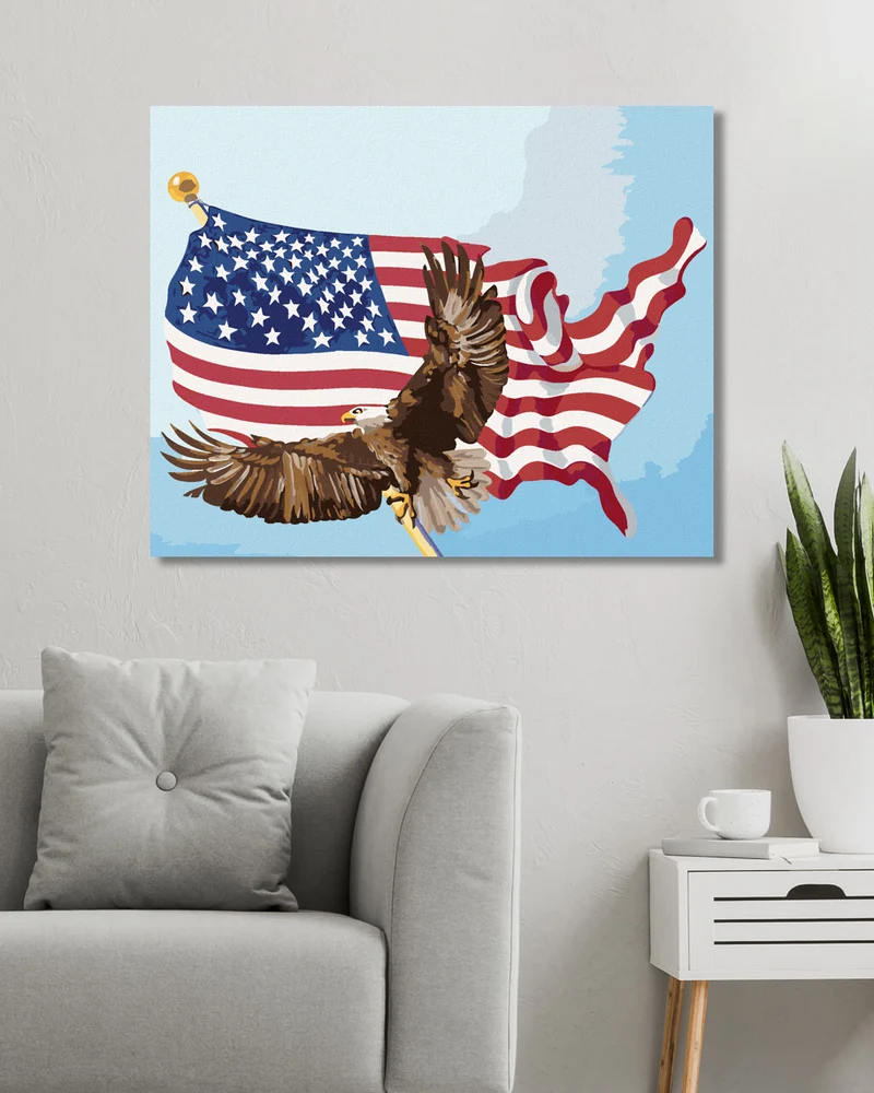 Diamond painting - ADLER AUF DEM FLAGGENMAST DER US-FLAGGE (D. RUSTY RUST)