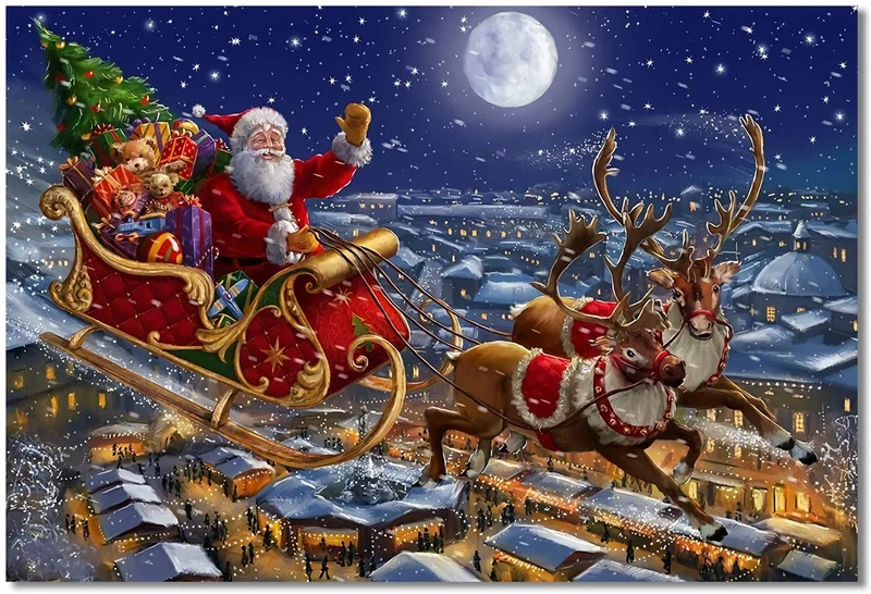 Malen nach Zahlen Weihnachtsmann und Rentier