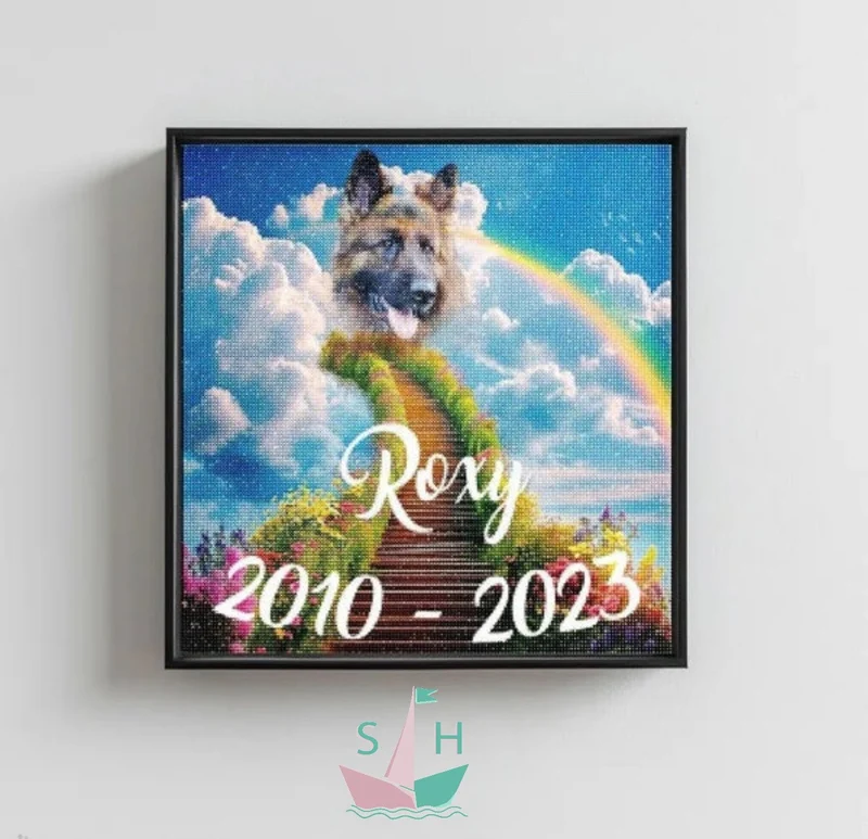 Dein Liebling unvergessen auf der Regenbogenbrücke als Diamond Painting