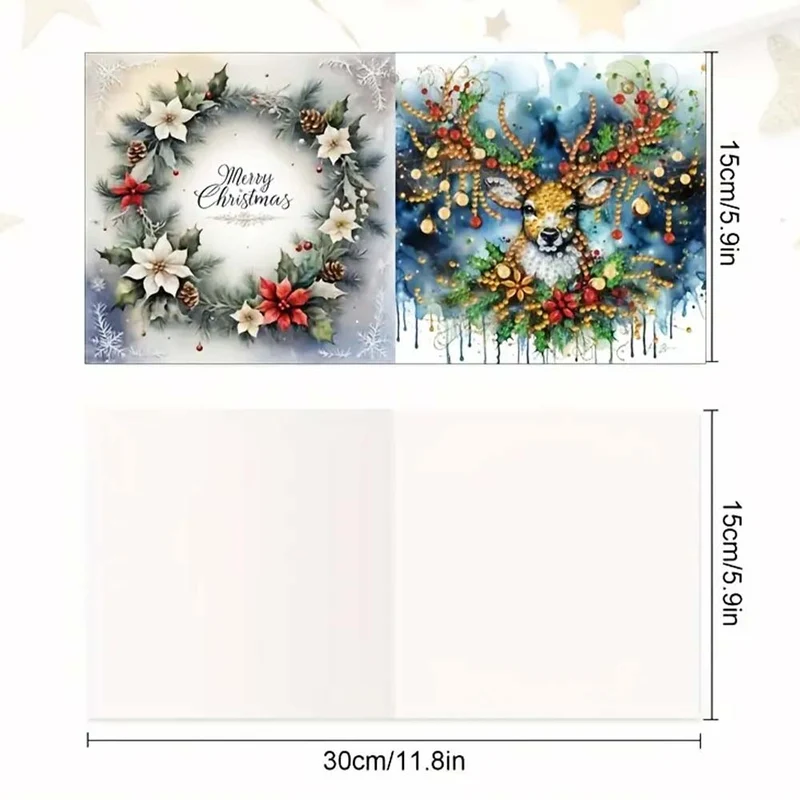 5D Diamond Painting Grußkarten – Weihnachts-Hirsche im Glanz der Lichter
