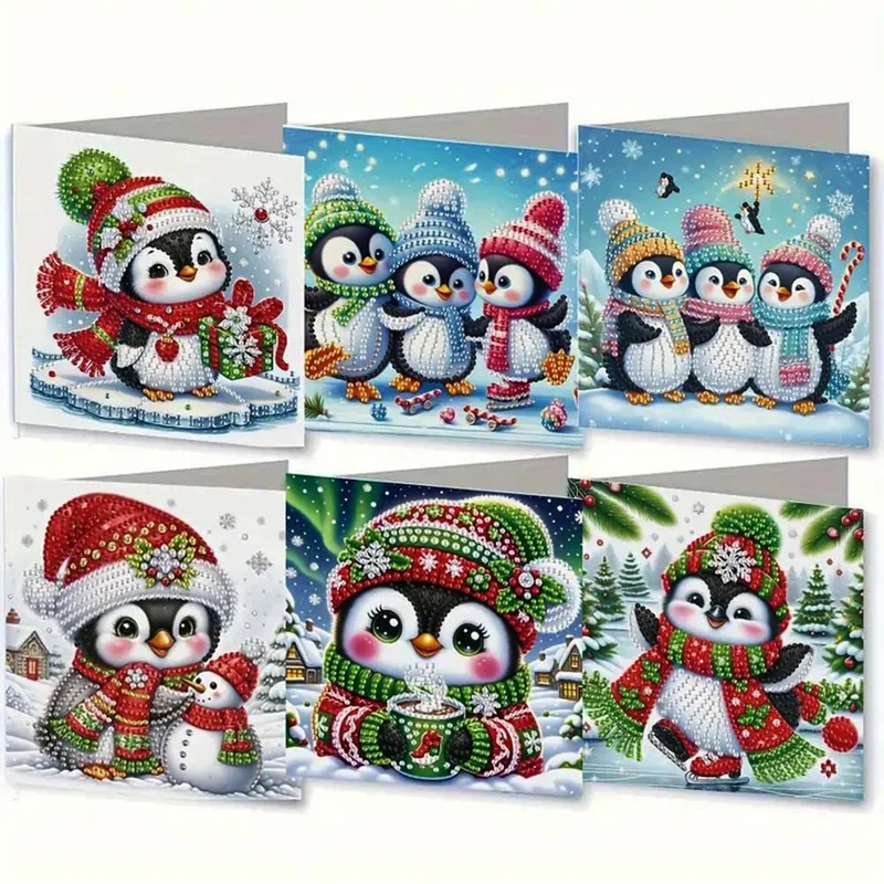 5D Diamond Painting Grußkarten – Winterliche Pinguinfreunde