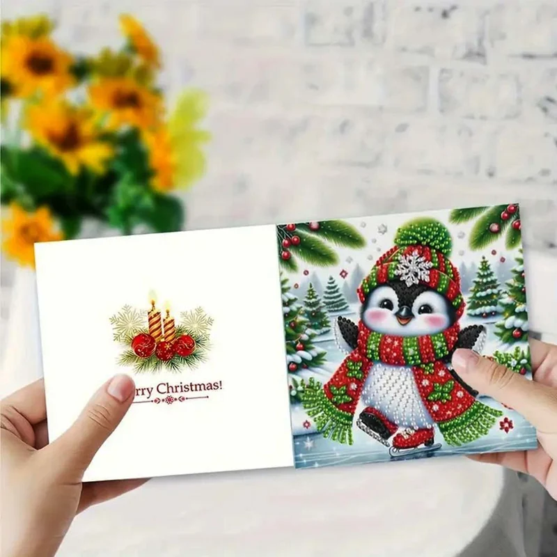 5D Diamond Painting Grußkarten – Winterliche Pinguinfreunde