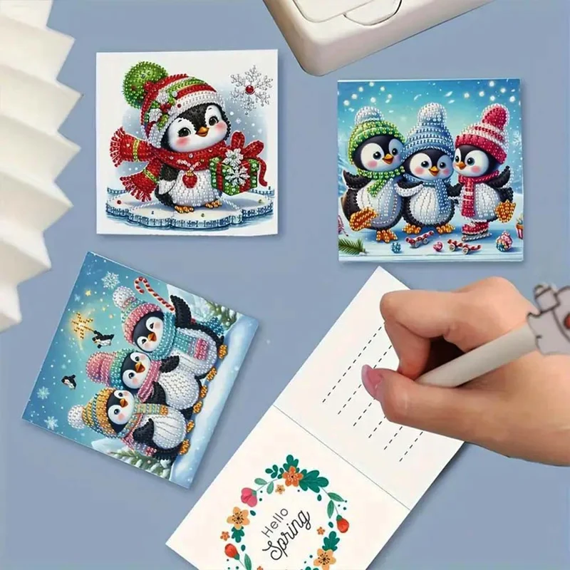 5D Diamond Painting Grußkarten – Winterliche Pinguinfreunde