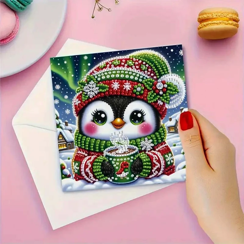 5D Diamond Painting Grußkarten – Winterliche Pinguinfreunde