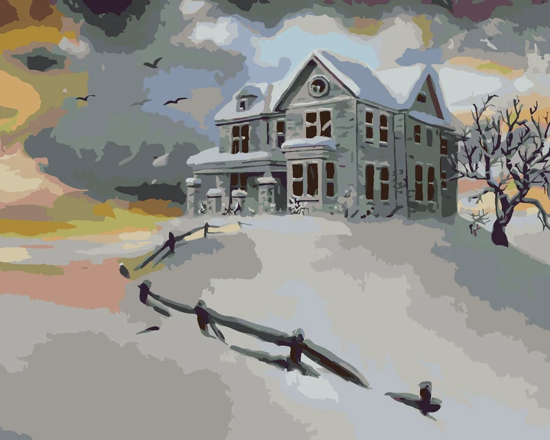 Diamond painting - VERLASSENES WEISSES HAUS IM WINTER (D. RUSTY RUST)