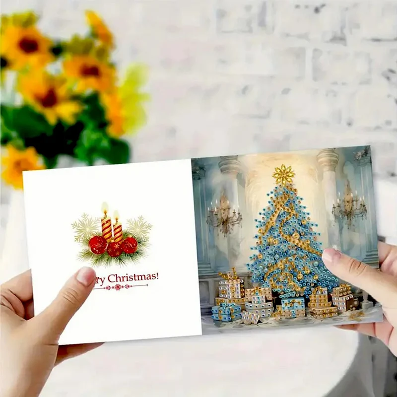 5D Diamond Painting Grußkarten – Winterzauber in Blau & Gold