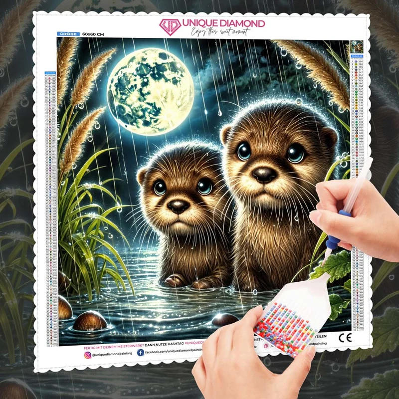5D Diamond Painting – Otterträume im Mondlicht